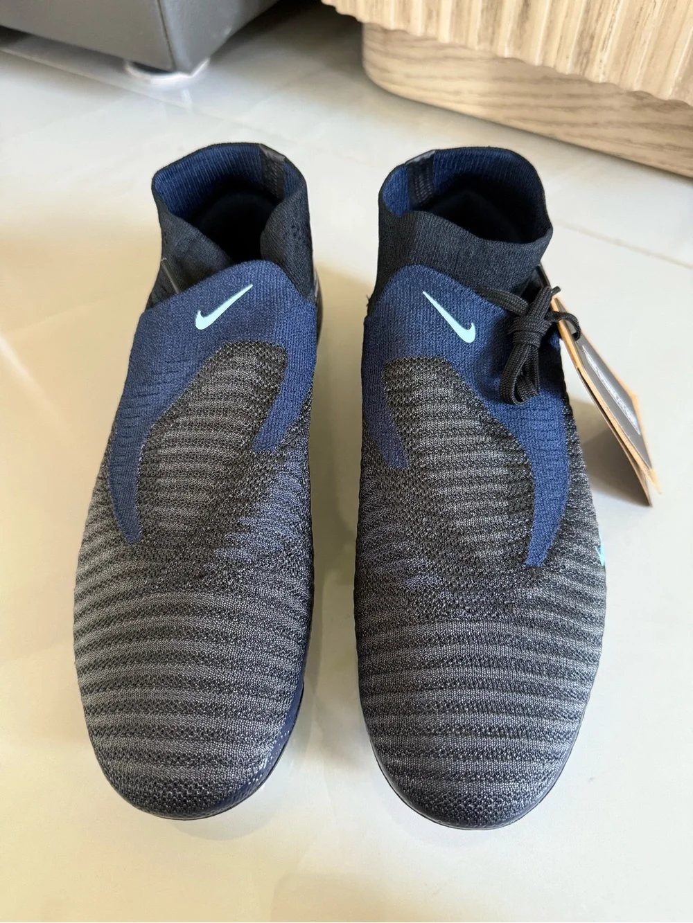 Nike Phantom 6 Elite Black & Light Blue Soccer Cleats - Men’s 6.5/Womens 8
